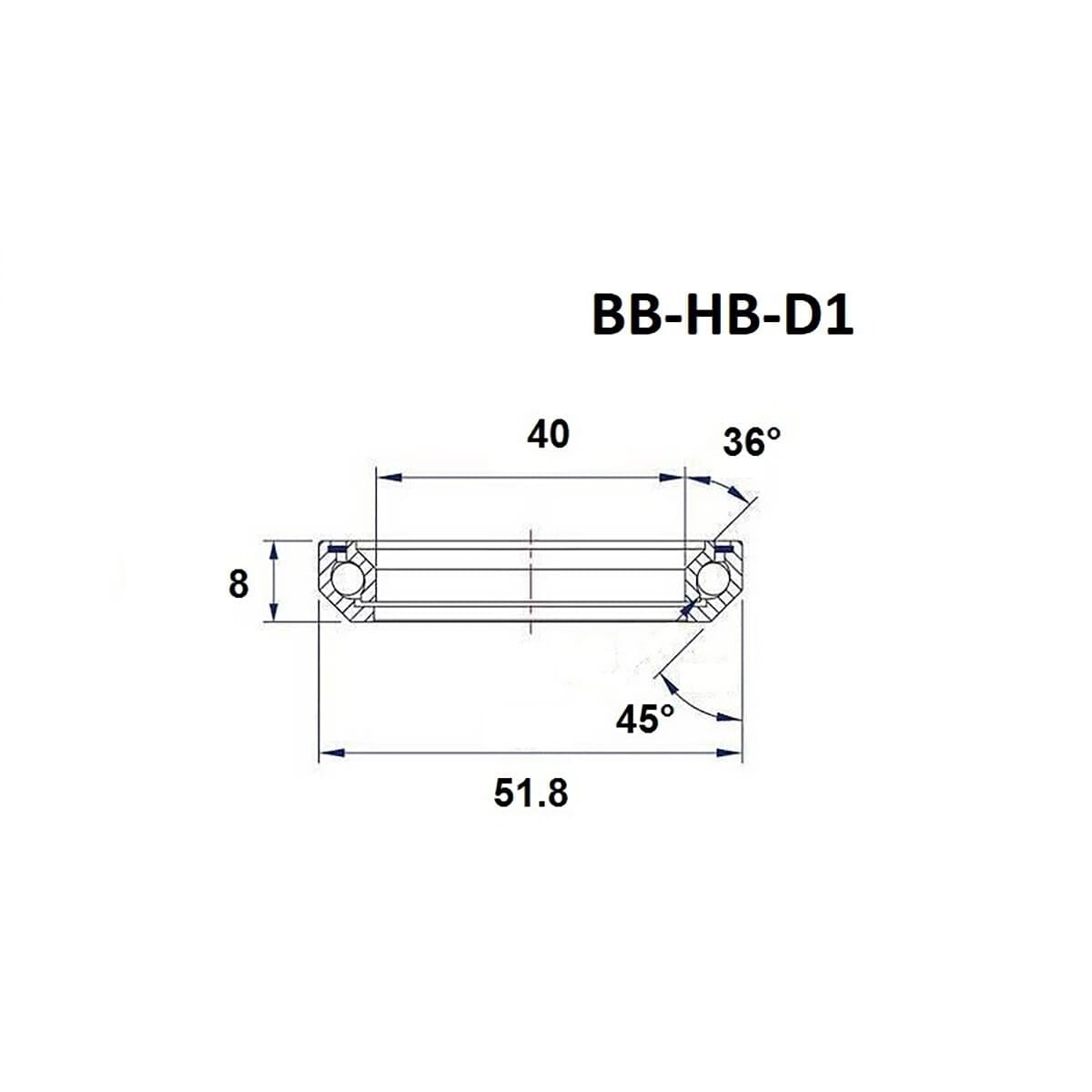 Roulement de Direction BLACK BEARING D1 1-1/2" 36/45° (40 x 51,8 x 8 mm)