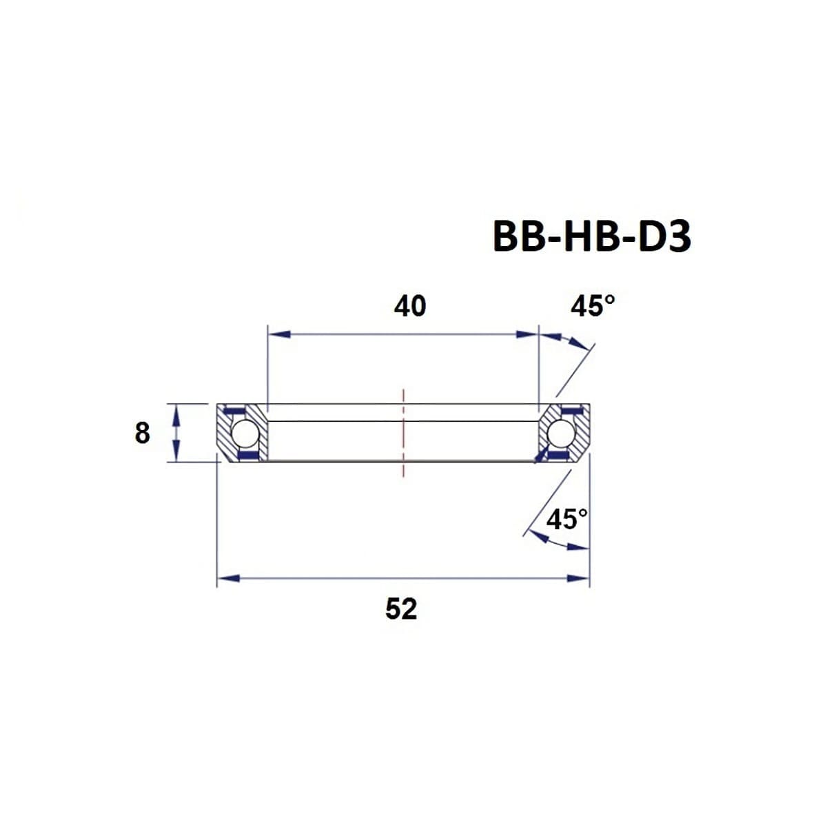 Roulement de Direction BLACK BEARING D3 1-1/2" 45/45° (40 x 52 x 8 mm)
