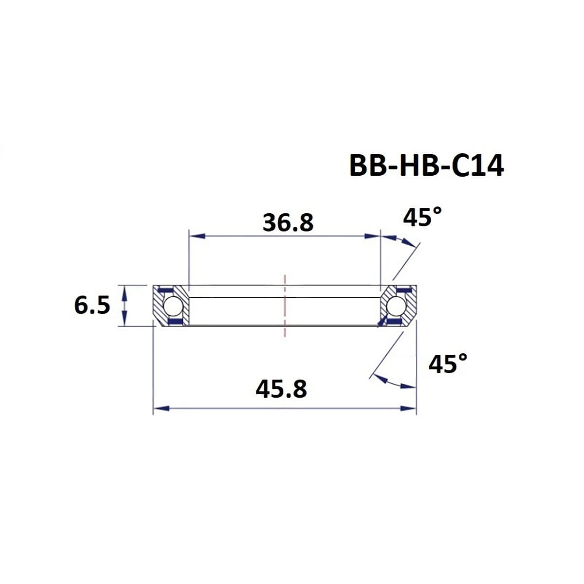 Roulement de Direction BLACK BEARING C14 45/45° (36,8 x 45,8 x 6,5 mm)