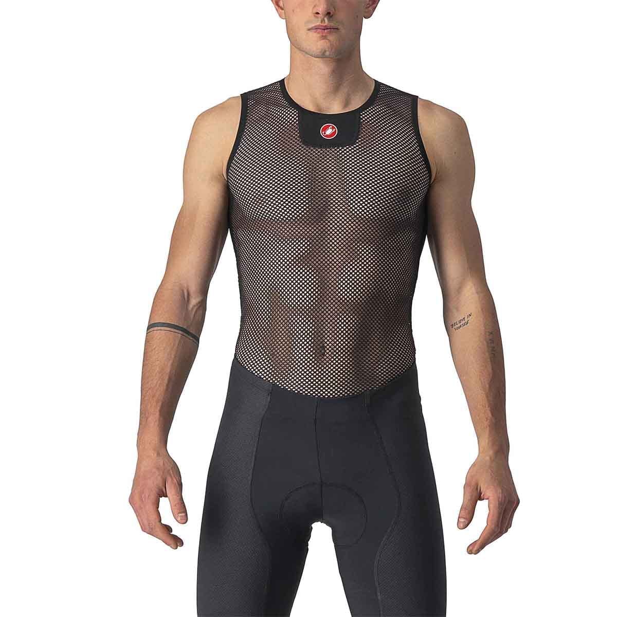 Sous-couche Cyclisme Castelli Homme – Blanc Sans Manches – Maille Creuse – Taille S/M
