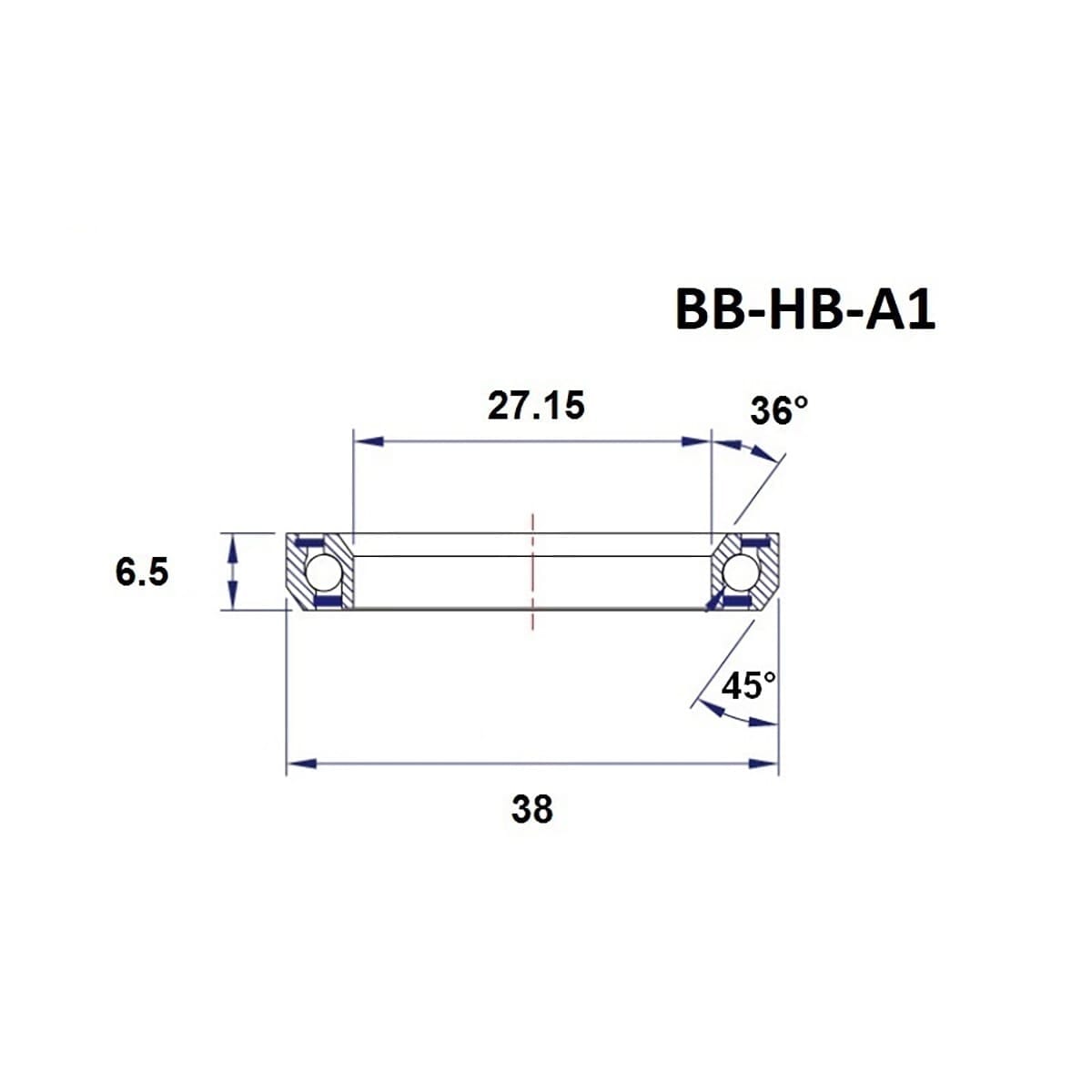 Roulement de Direction BLACK BEARING A1 1" 36/45° (27,15 x 38 x 6,5 mm)