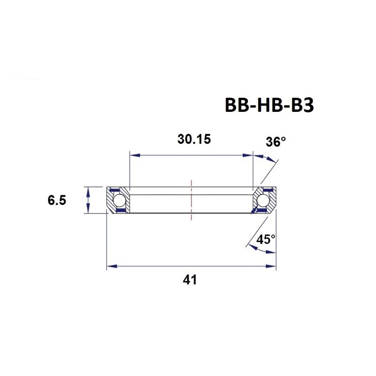 Roulement de Direction BLACK BEARING B3 1-1/8" 36/45° (30,15 x 41 x 6,5 mm)