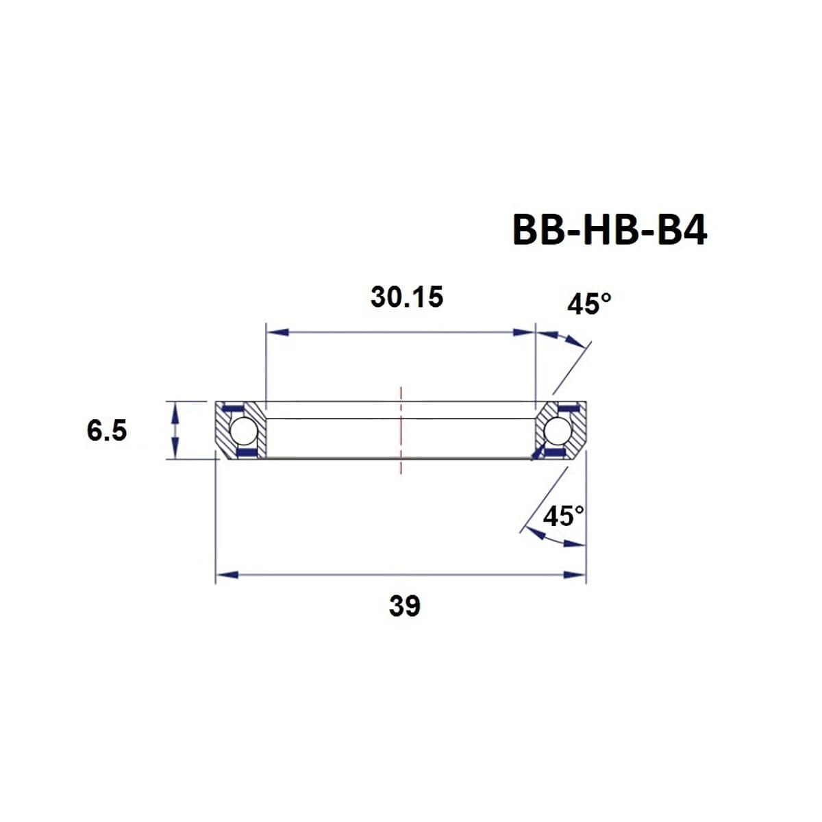 Roulement de Direction BLACK BEARING B4 1-1/8" 45/45° (30,15 x 39 x 6,5 mm)