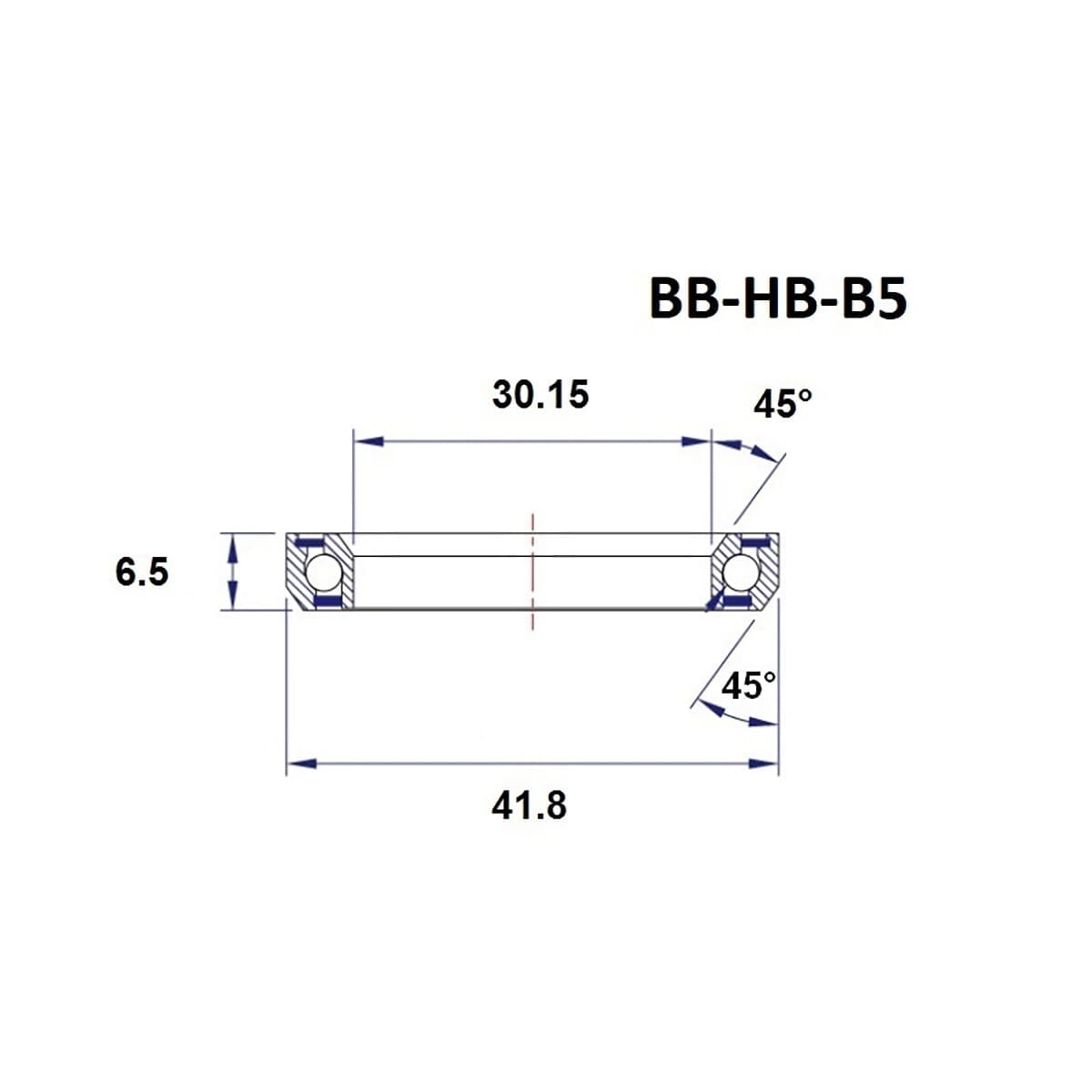 Roulement de Direction BLACK BEARING B5 1-1/8" 45/45° (30,15 x 41,8 x 6,5 mm)