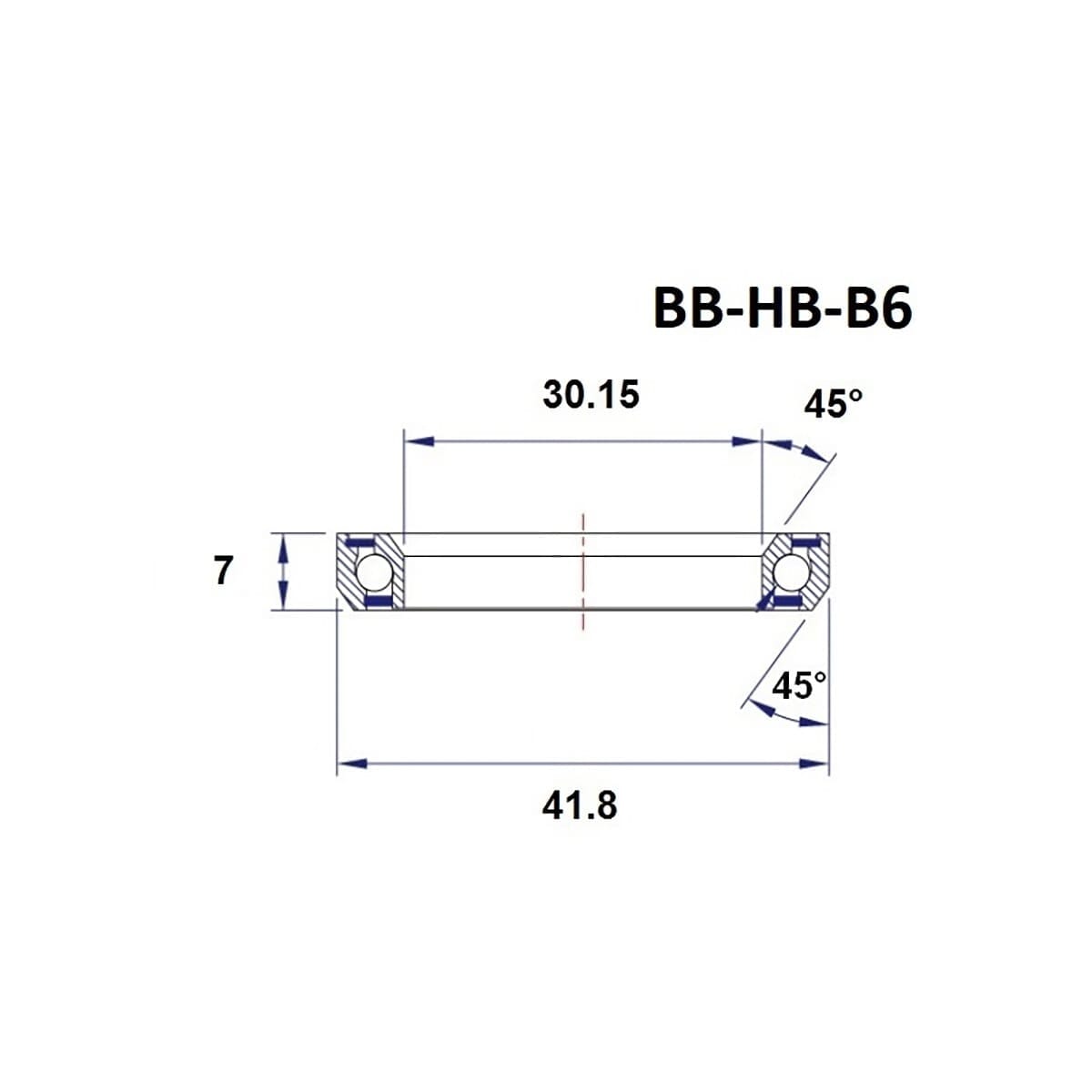 Roulement de Direction BLACK BEARING B6 1-1/8" 45/45° (30,15 x 41,8 x 7 mm)