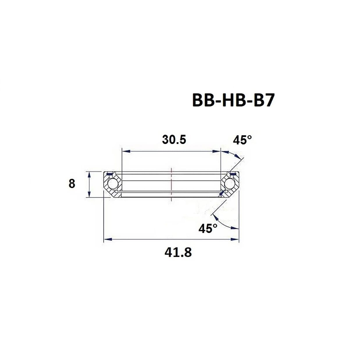 Roulement de Direction BLACK BEARING B7 1-1/8" 45/45° (30,5 x 41,8 x 8 mm)