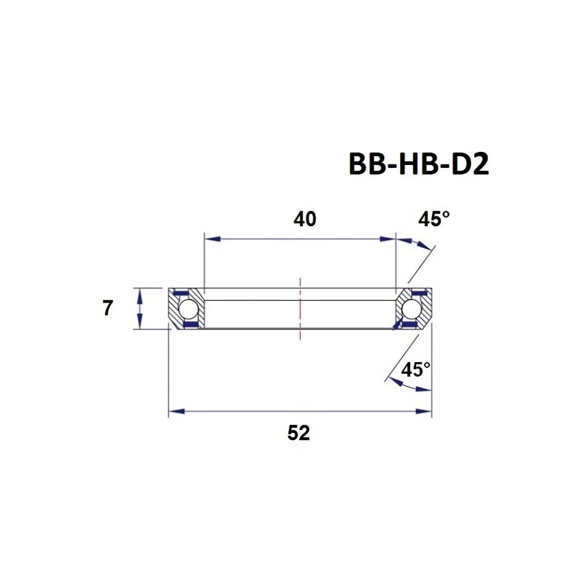 Roulement de Direction BLACK BEARING D2 1-1/2" 45/45° (40 x 52 x 7 mm)