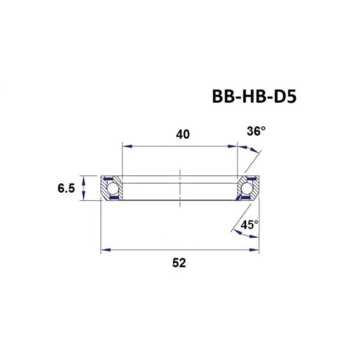 Roulement de Direction BLACK BEARING D5 1-1/2" 36/45° (40 x 52 x 6,5 mm)
