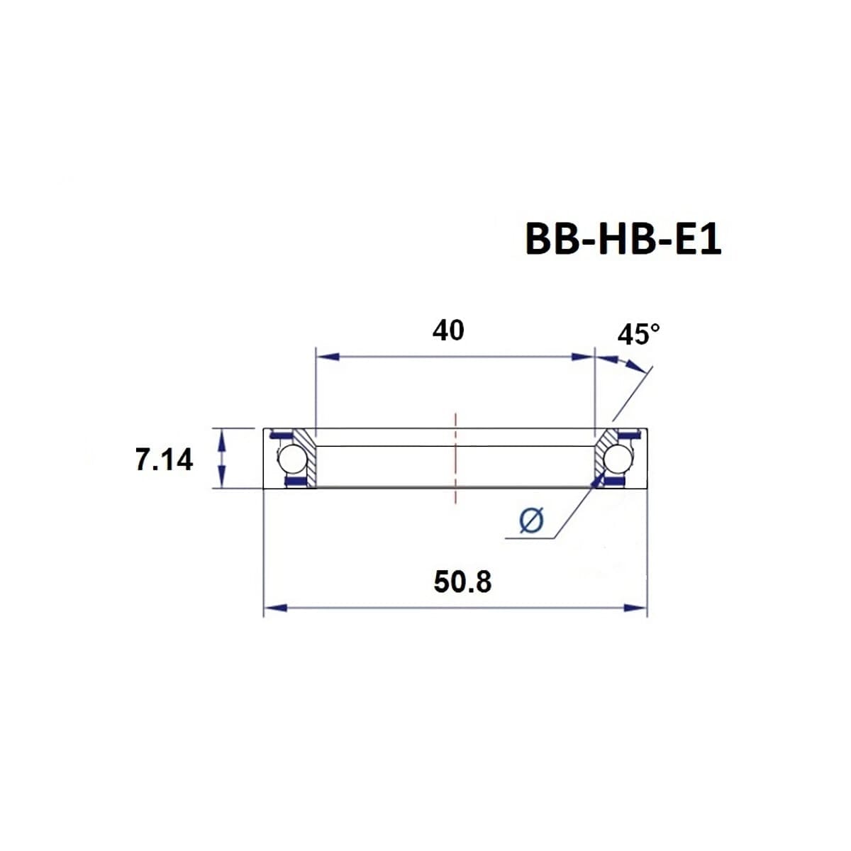 Roulement de Direction BLACK BEARING E1 Cannondale 1-1/2" 90/45° (40 x 50,8 x 7,14 mm)