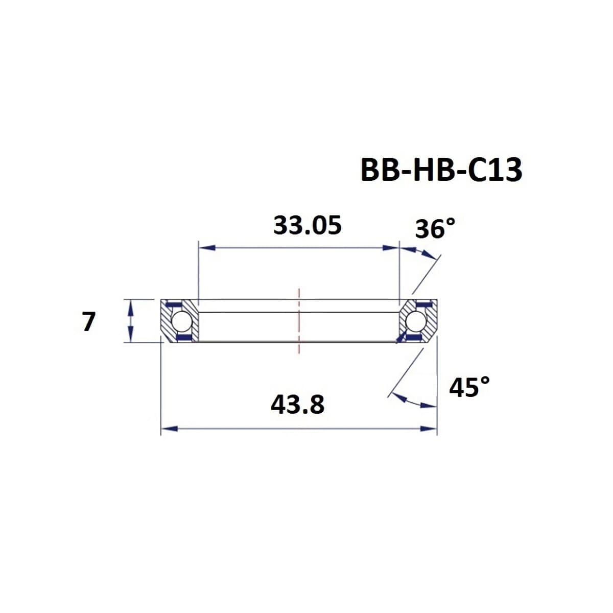 Roulement de Direction BLACK BEARING C13 36/45° (33,05 x 43,8 x 7 mm)