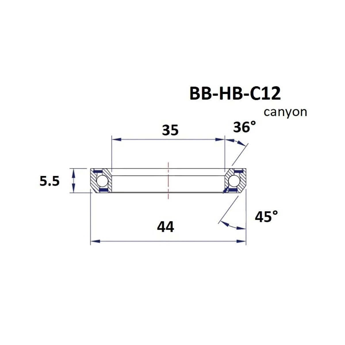Roulement de Direction BLACK BEARING Canyon C12 36/45° (35 x 44 x 5,5 mm)