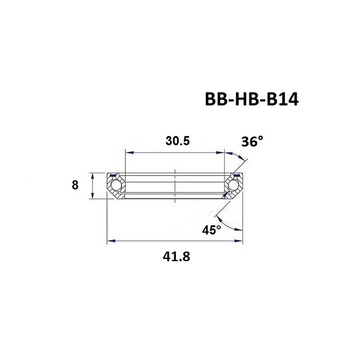 Roulement de Direction BLACK BEARING B14 1-1/8" 36/45° (30,5 x 41,8 x 8 mm)