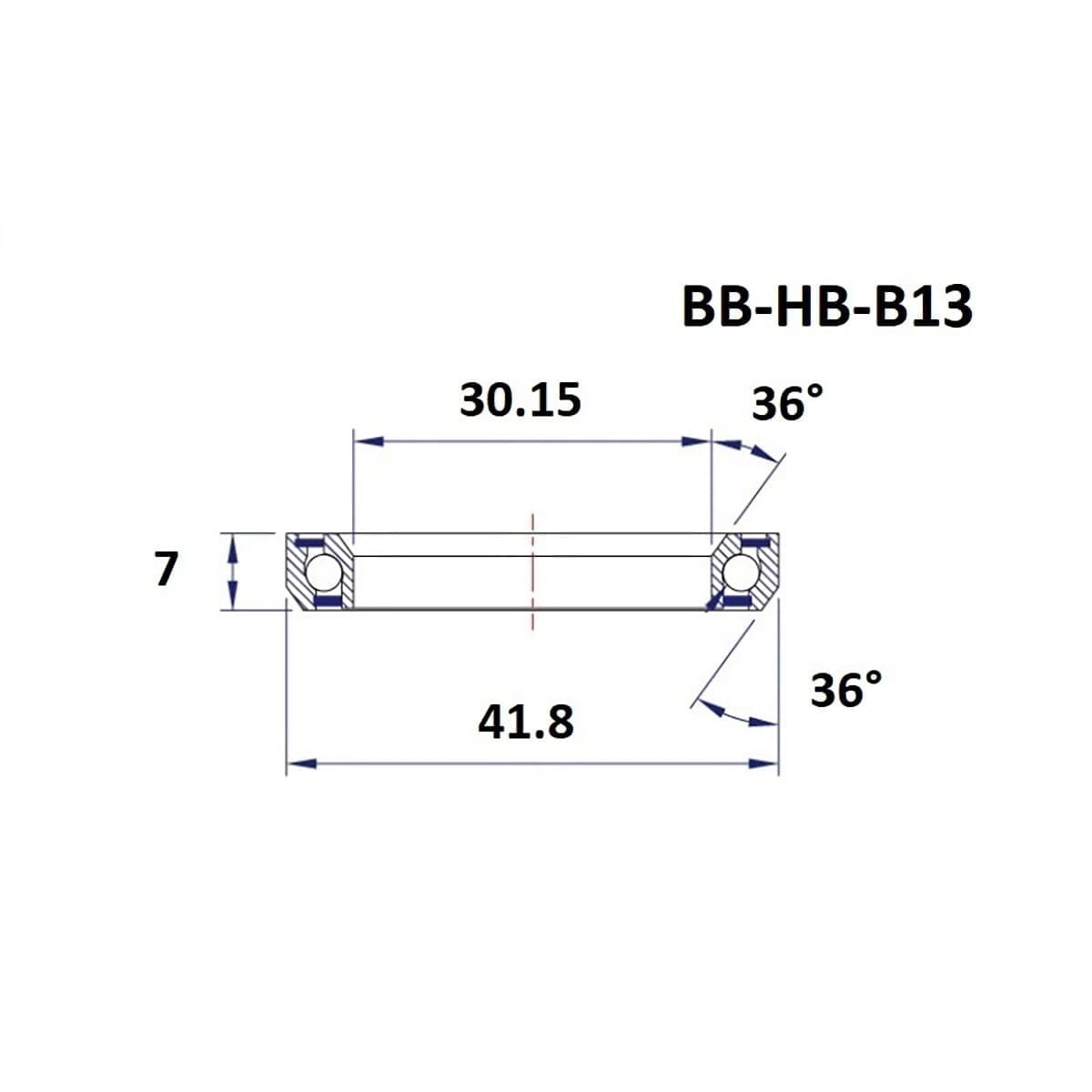 Roulement de Direction BLACK BEARING B13 1-1/8" 36/36° (30,15 x 41,8 x 7 mm)