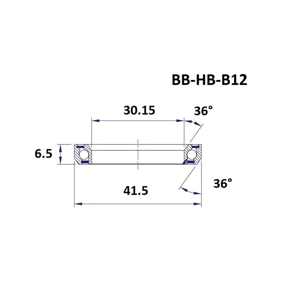 Roulement de Direction BLACK BEARING B12 1-1/8" 36/36° (30,15 x 41,5 x 6,5 mm)