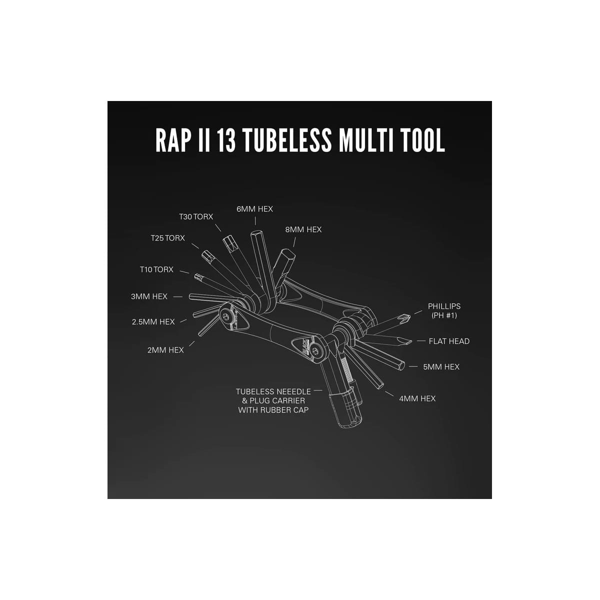 Multi-Outils LEZYNE RAP II - Tubeless (13 Outils)