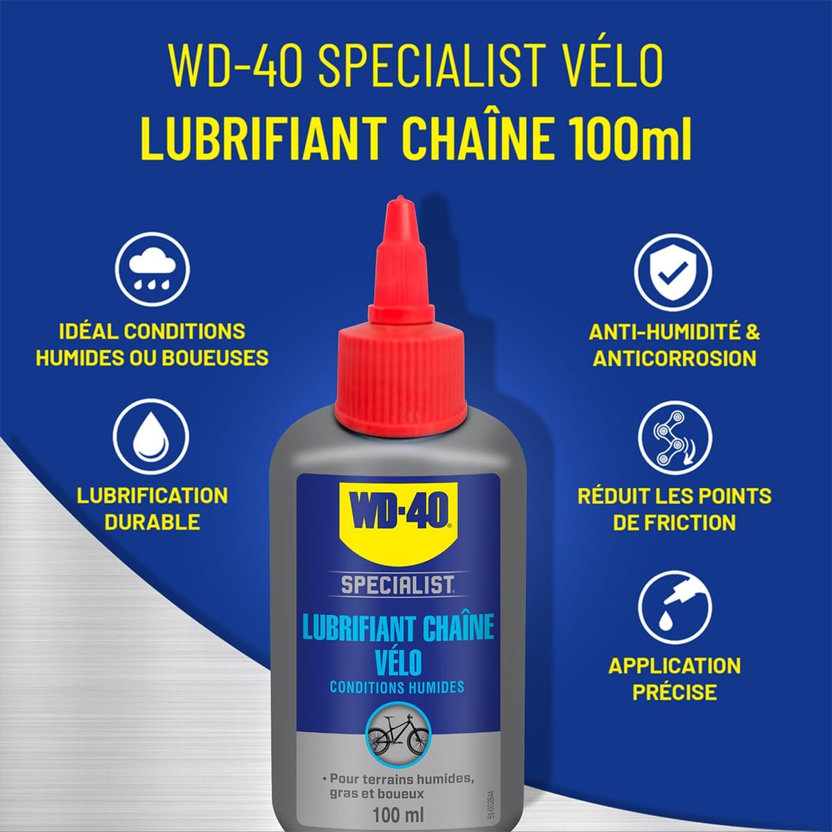 Lubrifiant Chaîne WD-40 SPECIALIST Conditions Humides (100 ml)