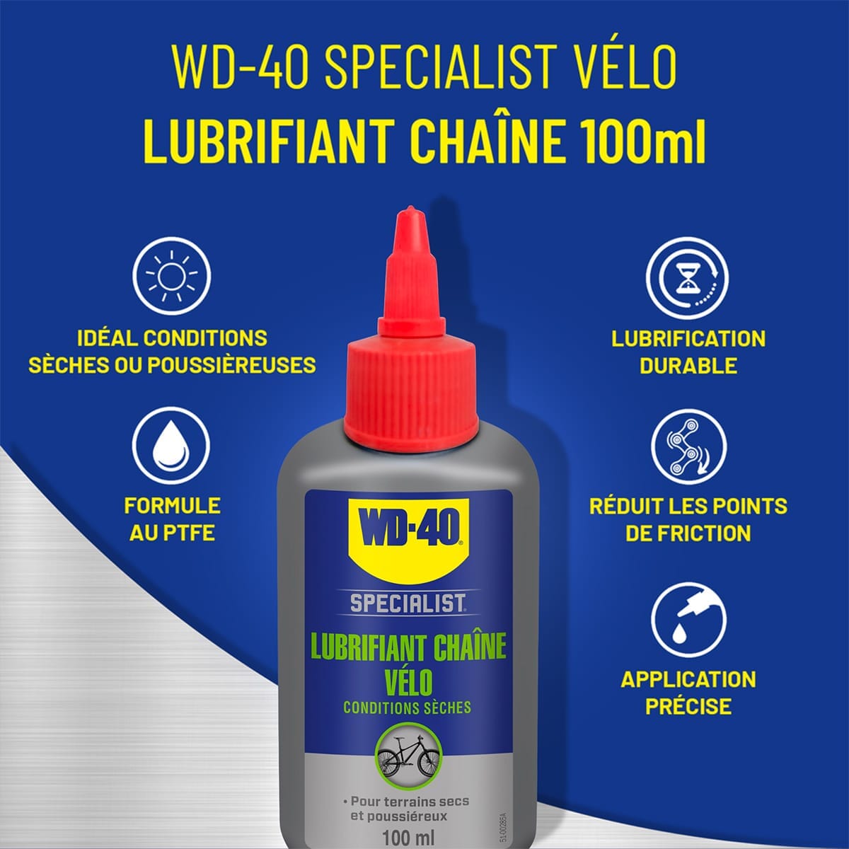 Lubrifiant Chaîne WD-40 SPECIALIST Conditions Sèches (100 ml)