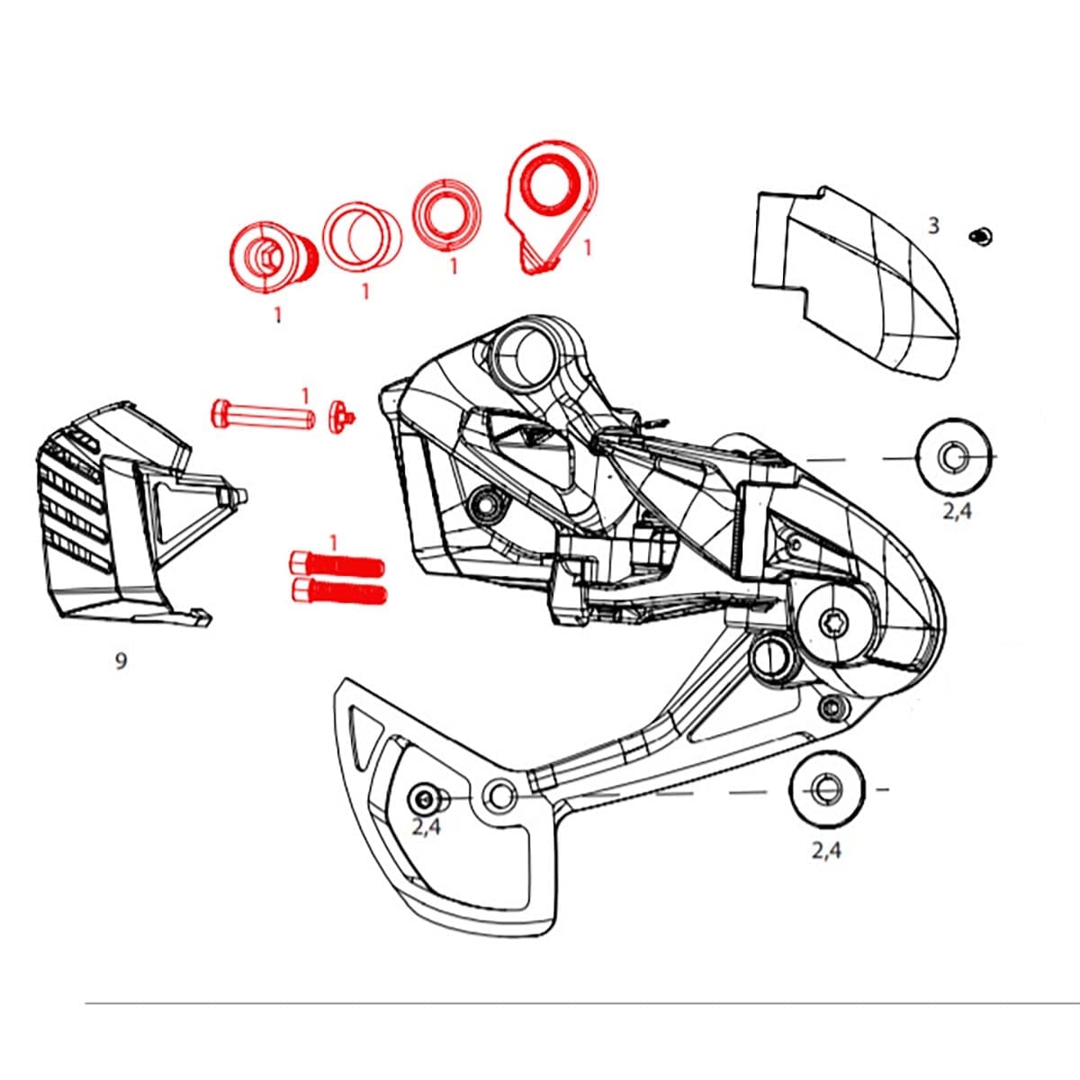 SRAM Kit de montage dérailleur arrière RED AXS XPLR 44T Dérailleur arrière Pièce de rechange SRAM Kit de montage dérailleur arrière RED AXS XPLR 44T Dérailleur arrière Pièce de rechange