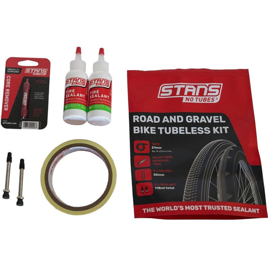 Kit Tubeless STAN'S NOTUBES ROAD 21 mm Valves 55 mm + Liquide Préventif (59 ml)