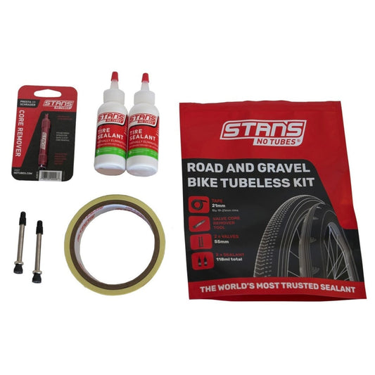 Kit Tubeless STAN'S NOTUBES ROAD 25 mm Valves 55 mm + Liquide Préventif (59 ml)